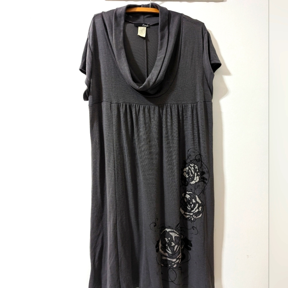 Espresso Gray Floral Sweater Dress Size 3X